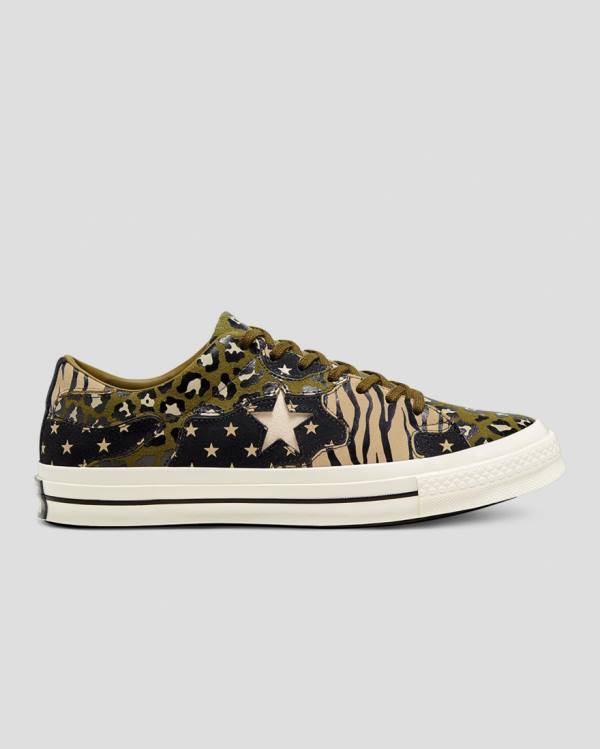 Zapatillas Bajas Converse One Star Archive Print Mix Tenis Verde Oliva Leopardo | CV-271NEK