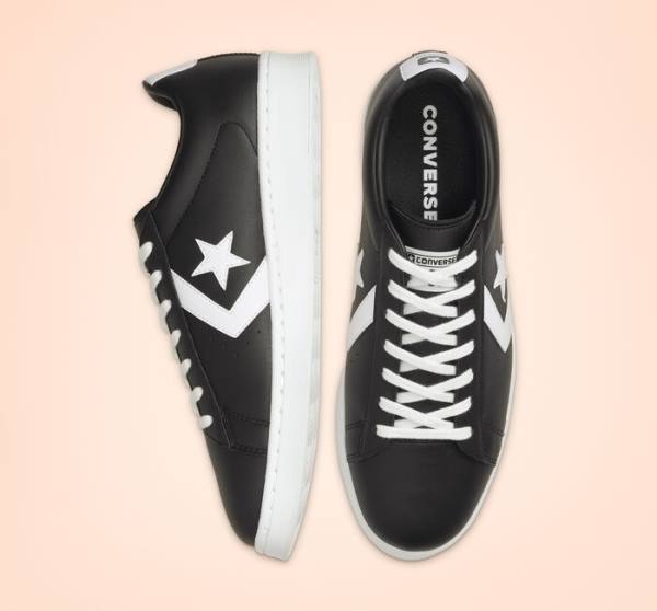 Zapatillas Bajas Converse Pro Cuero Tenis Negras Blancas | CV-486SER