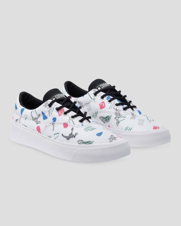 Zapatillas Bajas Converse Skid Grip 80s Archive Print Tenis Blancas | CV-871RGE