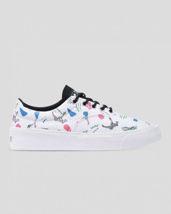 Zapatillas Bajas Converse Skid Grip 80s Archive Print Tenis Blancas | CV-871RGE