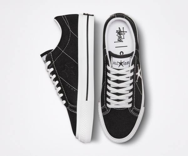 Zapatillas Bajas Converse Stussy One Star Tenis Negras Blancas | CV-385RPL